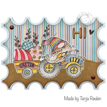 NCCS043 Nellie Snellen Clear Stamp Easter Gnom on Tractor