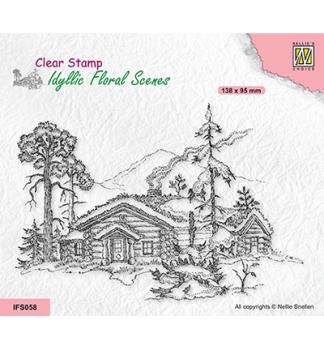 Nellie Snellen Clear Stamp Wintery Scene with House and Trees IFS058