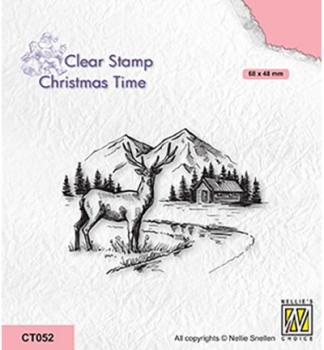 Nellie Snellen Stamp Winter Landscape with Deer CT052