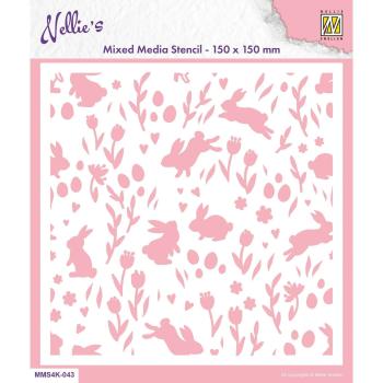 Nellie Snellen Stencil Background Rabbits & Tulips #043