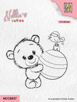 Nellie´s Cuties Clear Stamp Bear with Christmas Ball NCCS037
