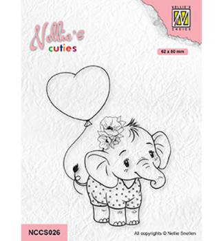 Nellie´s Cuties Clear Stamp Elephant with Heart Balloon NCCS026