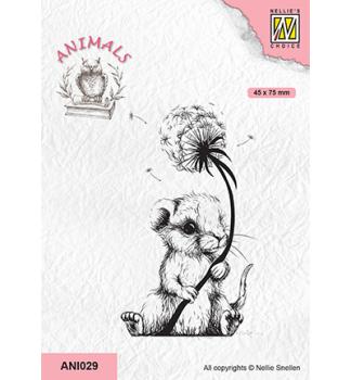 Nellie Snellen Clear Stamp Mouse with Dandelion Fluff ANI029