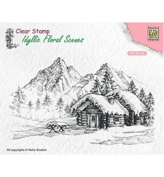 Nellie Snellen Clear Stamp Snowy Landscape with Cottage #IFS015