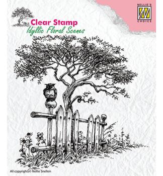 Nellie Snellen Clear Stamps Tree with Fence #IFS008