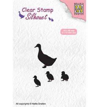 Nellie Snellen Silhouette Clear Stamp Duck with Chicks SIL059