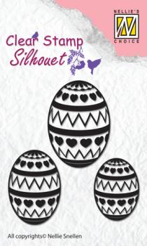 Nellie Snellen Silhouette Clear Stamp Easter Eggs #SIL028