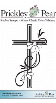 Prickley Pear Cling Stamp Cross with Black Eye Susans