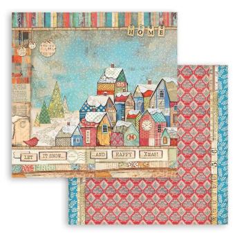 Stamperia 12x12 Paper SET Christmas Patchwork Houses SBB805