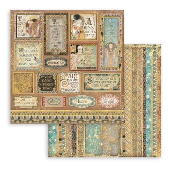 Stamperia 12x12 Paper Set Klimt Quotes and Labels #SBB837