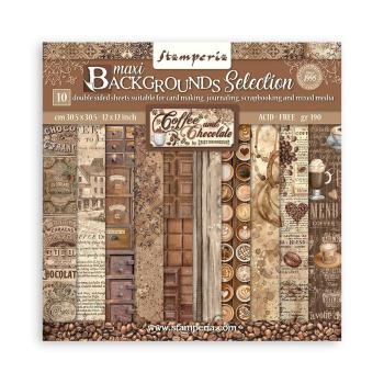 SBBL145 Stamperia 12x12 Paper Pad Maxi Backgrounds Coffee and Chocolate