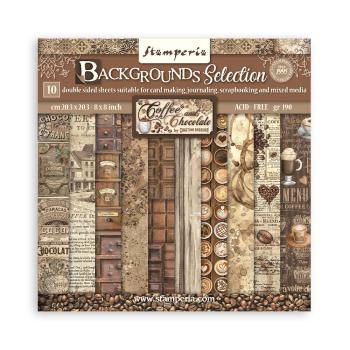 SBBS94 Stamperia Coffee and Chocolate Backgrounds 8x8 Paper Pad