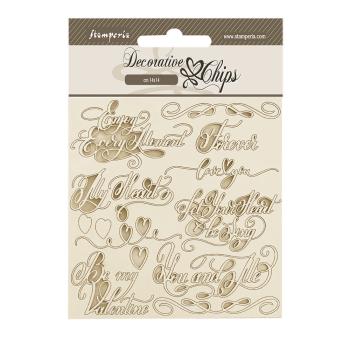 SCB202 Stamperia Romance Forever Decorative Chips Quotes