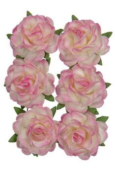 Mulberry Flowers Jubilee Roses 3 cm White-Pink