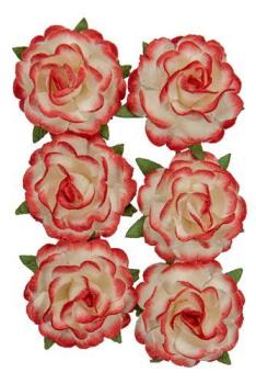 Mulberry Flowers Jubilee Roses 3 cm White-Red