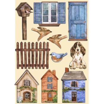 Stamperia A5 Colored Wooden Welcome Home Houses KLSP134