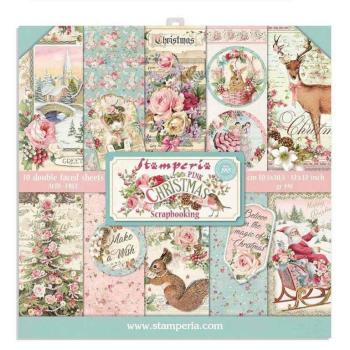 Stamperia 12x12 Paper Pad Pink Christmas #SBBL73