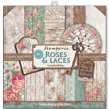 Stamperia 12x12 Paper Pad Roses and Lace #SBBL25