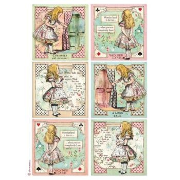 Stamperia A4 Rice Paper Alice Cards #4382
