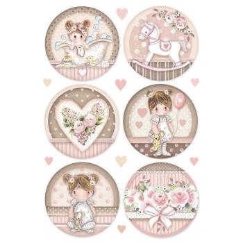 Stamperia A4 Rice Paper Little Girl Round #4451