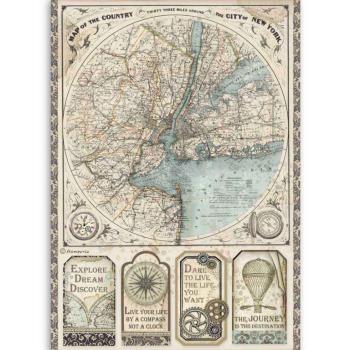 Stamperia A4 Rice Paper Map of New York #4515