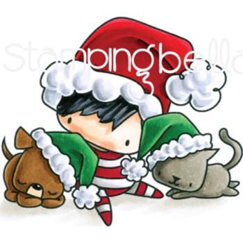 Stamping Bella Cling Stamp Christmas Boy With Pets #EB594