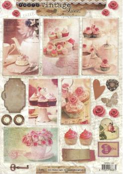 Studio Light A4 Bogen Photo Vintage Line Cupcakes #1240