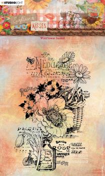 Studio Light Sunflower Kisses Clear Stamp Wildflower Basket #438
