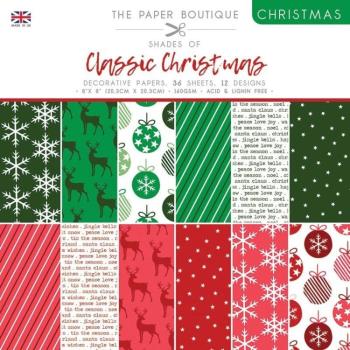 The Paper Boutique 8x8 Decorative Papers Pad Classic Christmas #1670