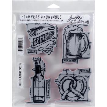 Tim Holtz Cling Rubber Stamp Set Beer Blueprint (CMS334)