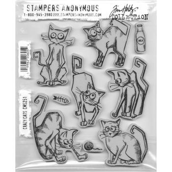 Tim Holtz Cling Rubber Stamp Set Crazy Cats