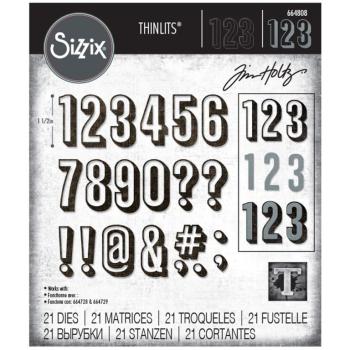 Tim Holtz Thinlits Dies 21Pk Alphanumeric Shadow Numbers #664808
