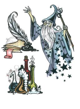 Vilda Stamps Wizard with Potions and Feather Pen