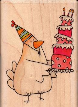 Whipper Snapper Wood Stamp Big Bday Cake Chicken CT074