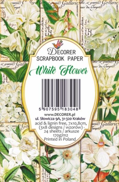 #120 Decorer Mini Scrapbook Paper Set White Flower