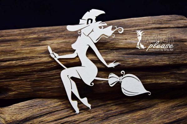 SnipArt Chipboard Witch with a Broomstick #24843