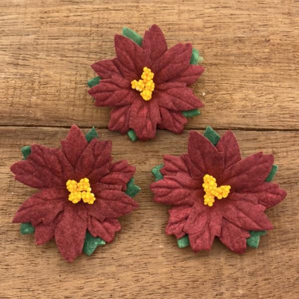25 Large  Red Mulberry Paper Flowers Poinsettias #555