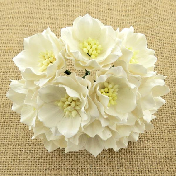 25 White Mulberry Paper Lotus Flowers #314