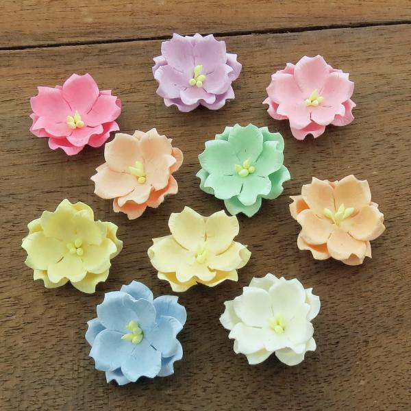 30 Mixed Pastel Cotton Stem Mulberry Paper Flowers