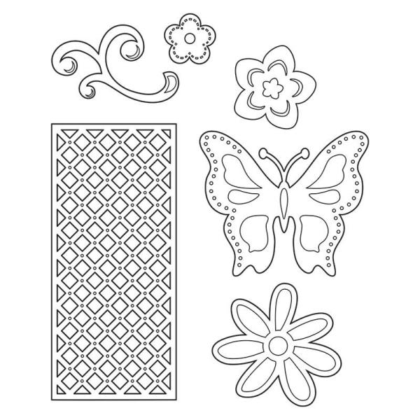 SALE Sizzix Thinlits Die Set 6PK Butterfly,Flowers & Lattice #659069