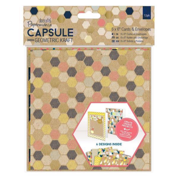 6x6 Cards & Envelopes (12pk) Capsule Geometric Kraft