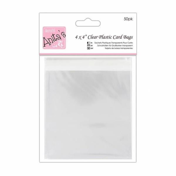 Anita's Clear Plastic Card Bags 4x4 Inch (50pk)