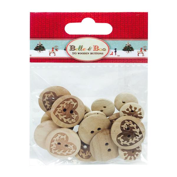 Belle and Boo Christmas Wooden Buttons