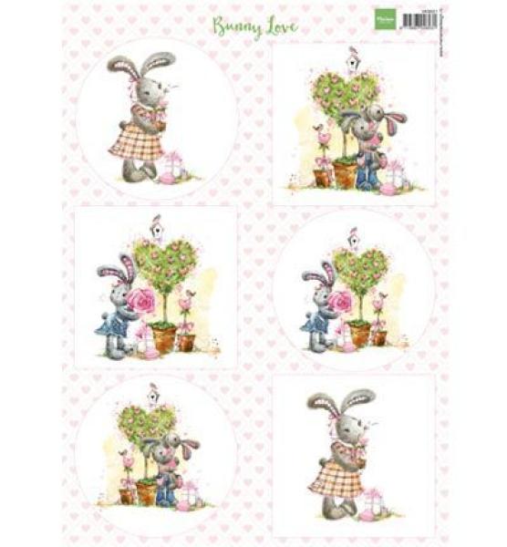 Marianne Design A4 Bogen Bunny Love #VK9551