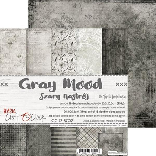 Craft O Clock 8x8 Paper Pad Basic 02 Gray Mood