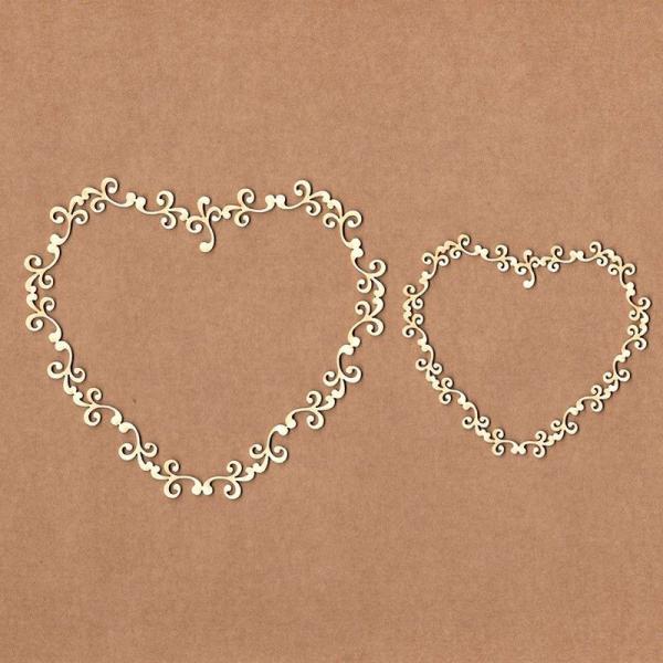 Chipboard Curly Heart Frame #2200