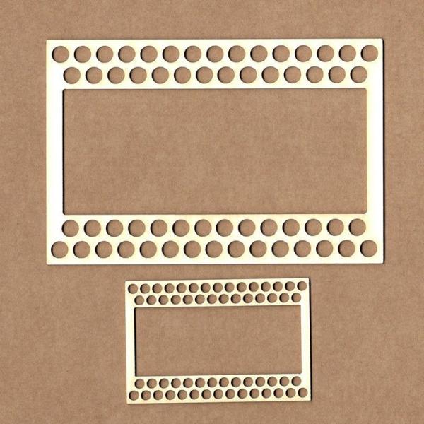 Chipboard Rectangular Frame with Holes #2214
