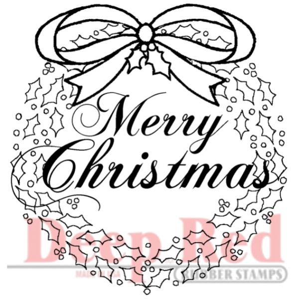 Deep Red Cling Stamp Christmas Wreath