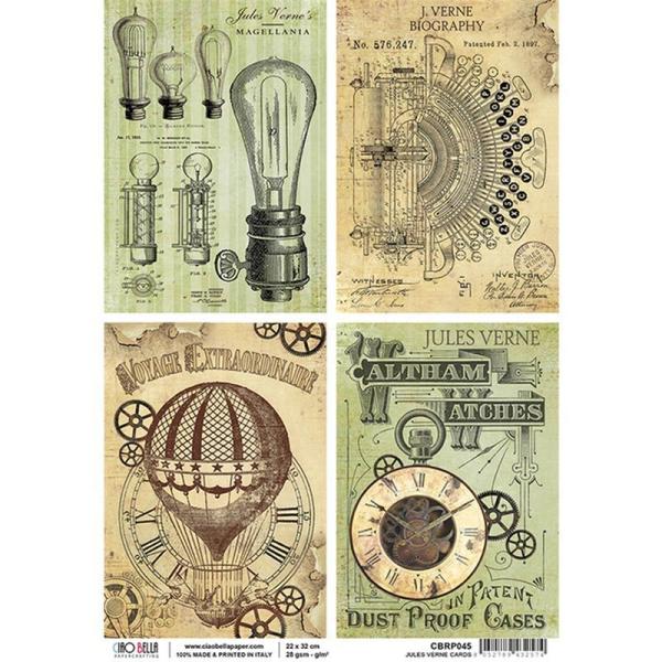 Ciao Bella A4 Rice Paper Jules Verne Cards #CBRP045