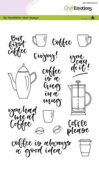 CraftEmotions Clearstamps A5 Handletter Coffee please #2111